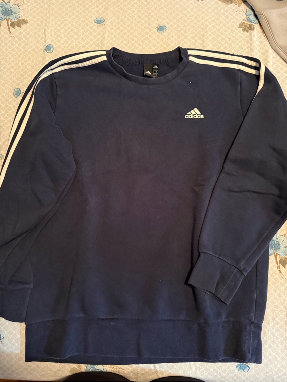 adidas Navy Sweatshirt with White Three-Stripes